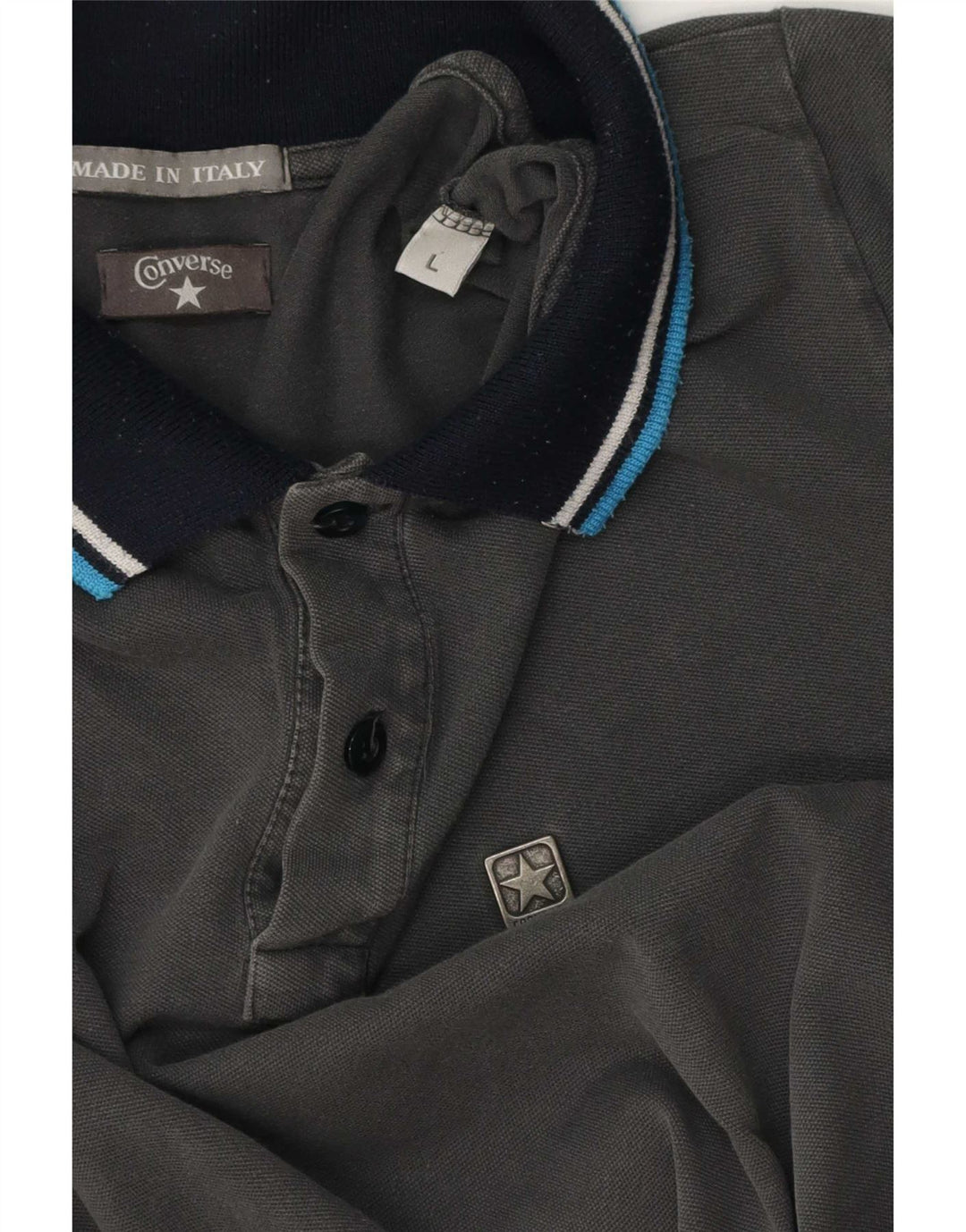 Converse Mens Polo Shirt Large Grey Classic