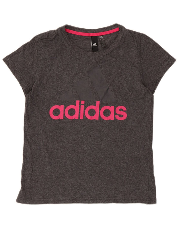 Adidas T-shirt graphique pour femme UK 12/14 Gris moyen Coton