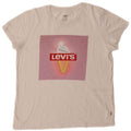 LEVI'S Grafisk T-shirt top til kvinder UK 12 Medium hvid bomuld