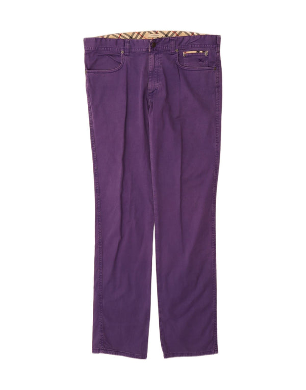 Burberry Womens Tapered Casual Trousers W35 L36 Purple Cotton Classic