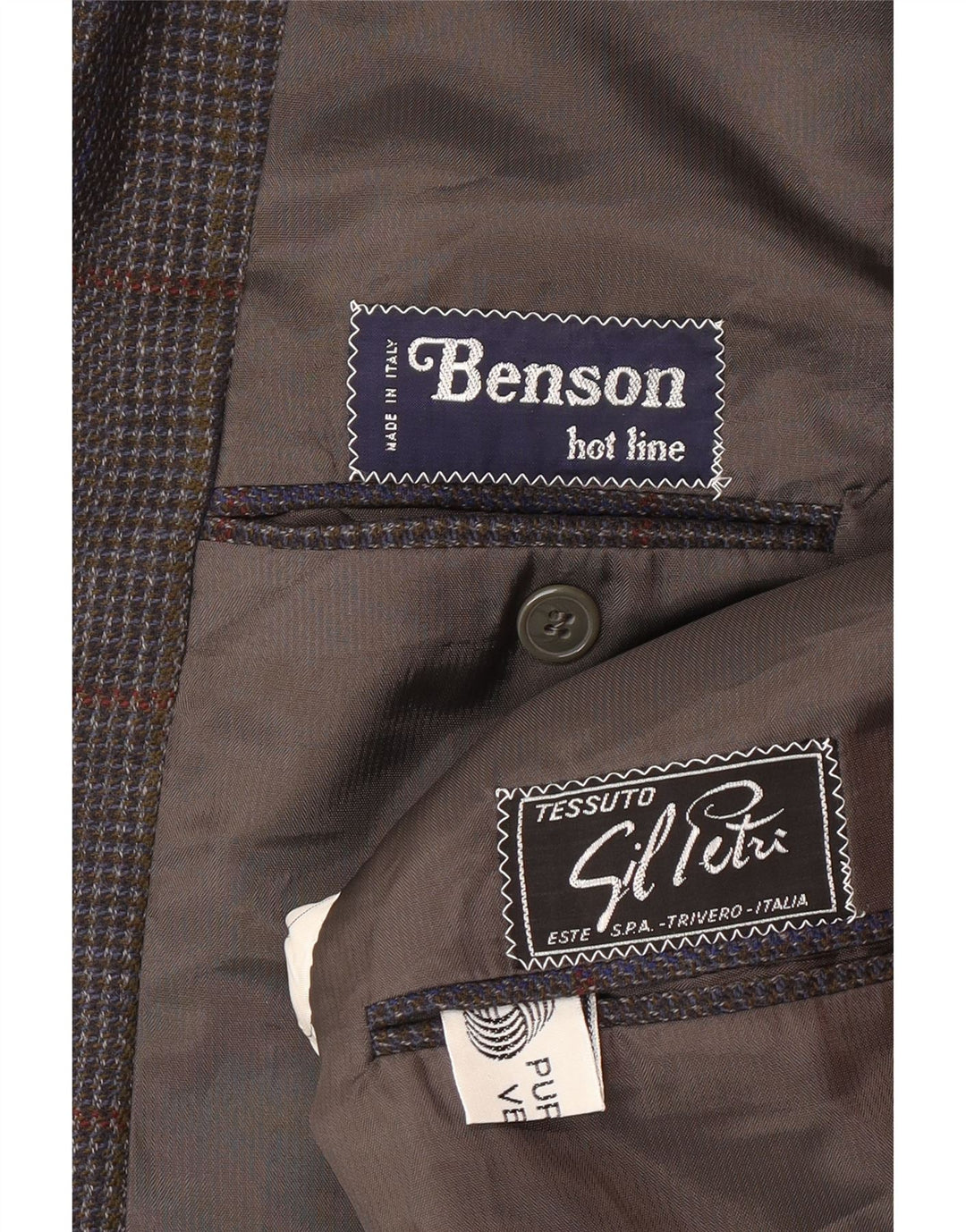 Vintage Herre 2-knaps blazerjakke UK 38 Medium Blue Check Virgin Wool