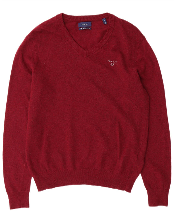 Gant Herren-Pullover mit V-Ausschnitt, mittelgroße burgunderrote Lammwolle