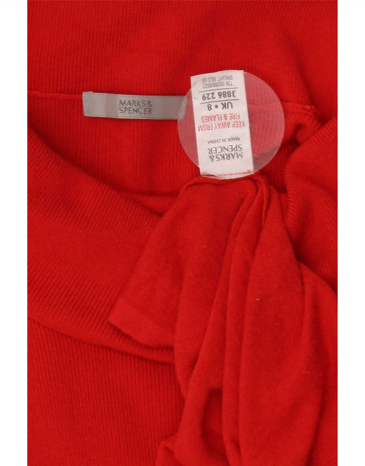 Marks & Spencer Womens Long Sleeve Roll Neck Tunic Top UK 8 Small Red