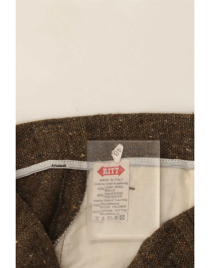 Ritt Pantalon de costume pour homme IT 48 Medium W32 L30 Laine mouchetée kaki