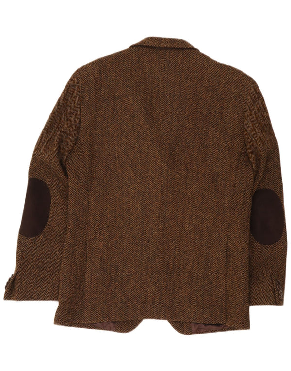 Harris Tweed Chaqueta tipo blazer con 2 botones para hombre IT 50 Large Brown Herringbone