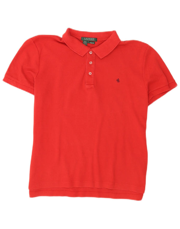 Ralph Lauren Womens Slim Fit Polo Shirt UK 14 Large Red Cotton