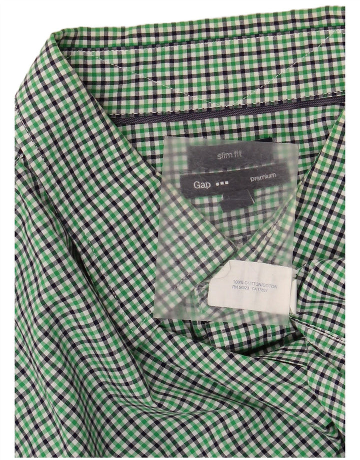 Gap Mens Slim Fit Shirt XL Green Check Cotton