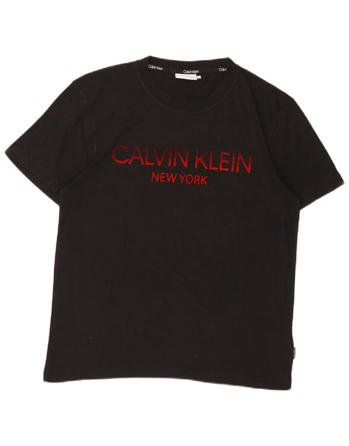 CALVIN KLEIN Herren Grafik T-Shirt Top Mittelschwarz Baumwolle