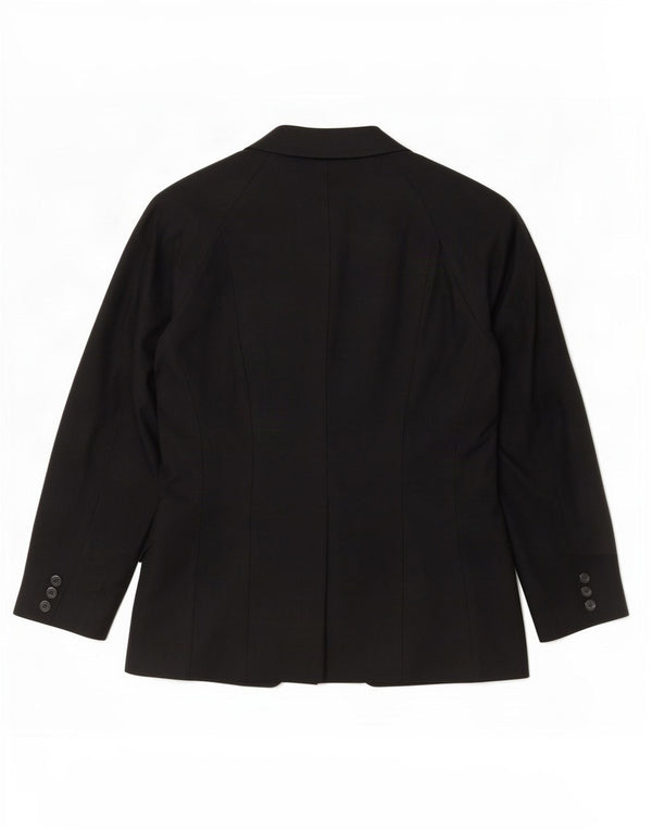 Benetton Womens Double Breasted Blazer Jacket IT 46 Large Black Wool