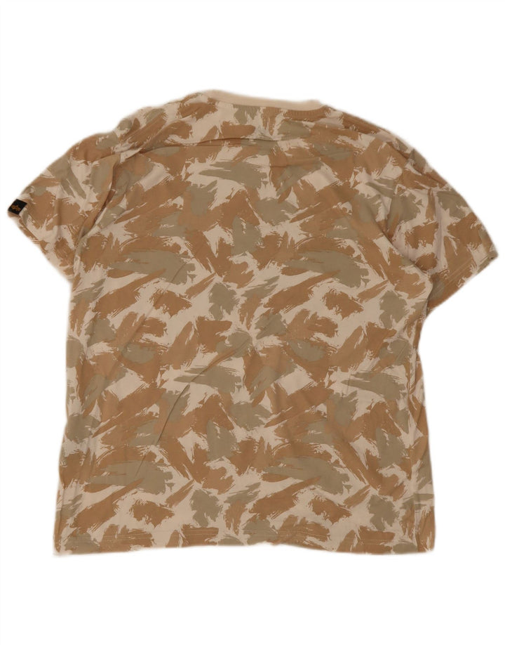 Alpha Industries Mens Graphic T-Shirt Top Medium Beige Geometric
