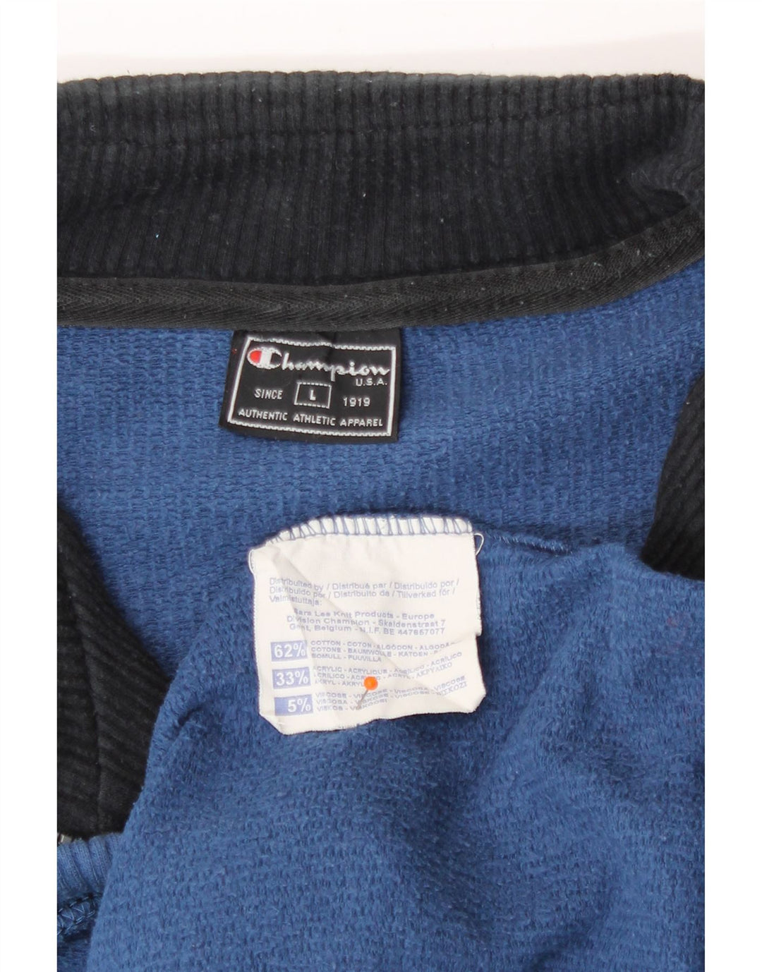 Champion Mens Graphic Tracksuit Top Jacket Large Blue Cotton