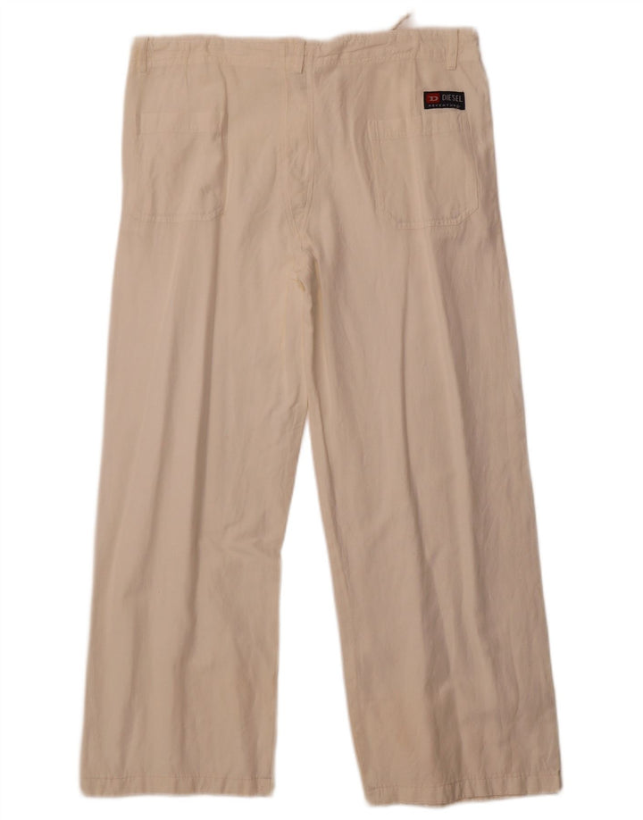 Diesel Womens Wide Leg Trousers W36 L27 Off White