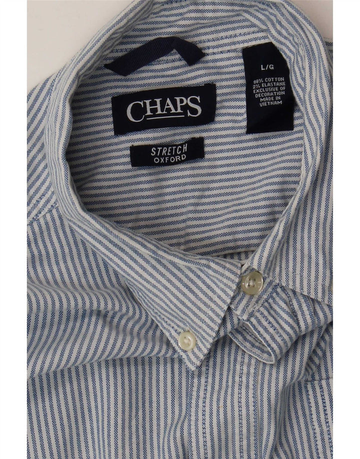 Camisa masculina Chaps de algodão listrado azul grande