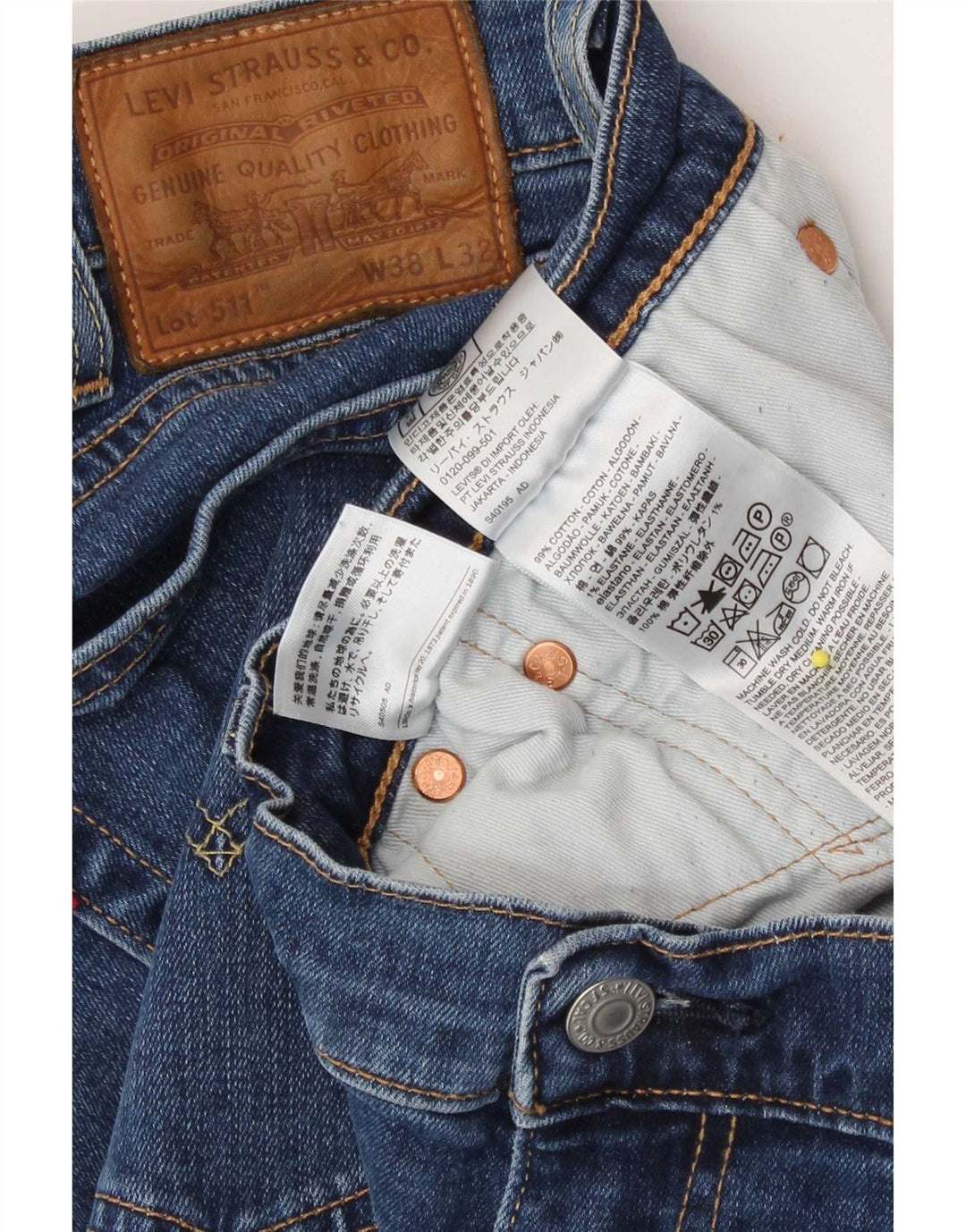 Jeans Levi's Uomo 511 Slim W38 L32 Cotone Blu