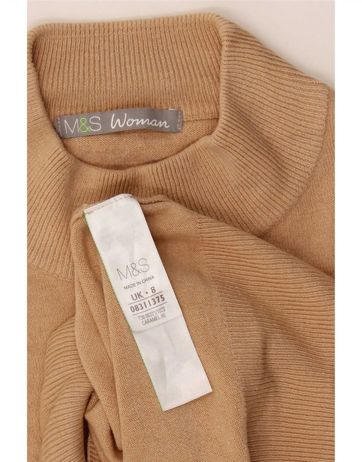 Marks & Spencer Womens Turtle Neck Jumper Sweater UK 8 Small Beige Acrylic