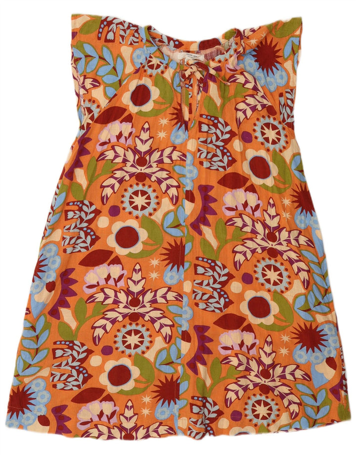 Next Womens Front Tie A-Line Dress UK 12 Medium Orange Floral Viscose