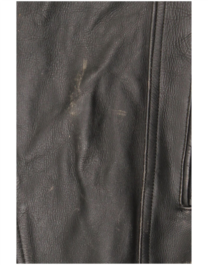 Vintage Mens Leather Biker Jacket UK 36 Small Black Biker