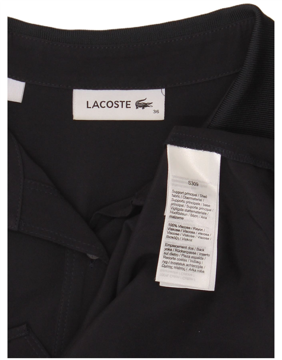 Camicia da donna Lacoste taglia 36 piccola in viscosa nera