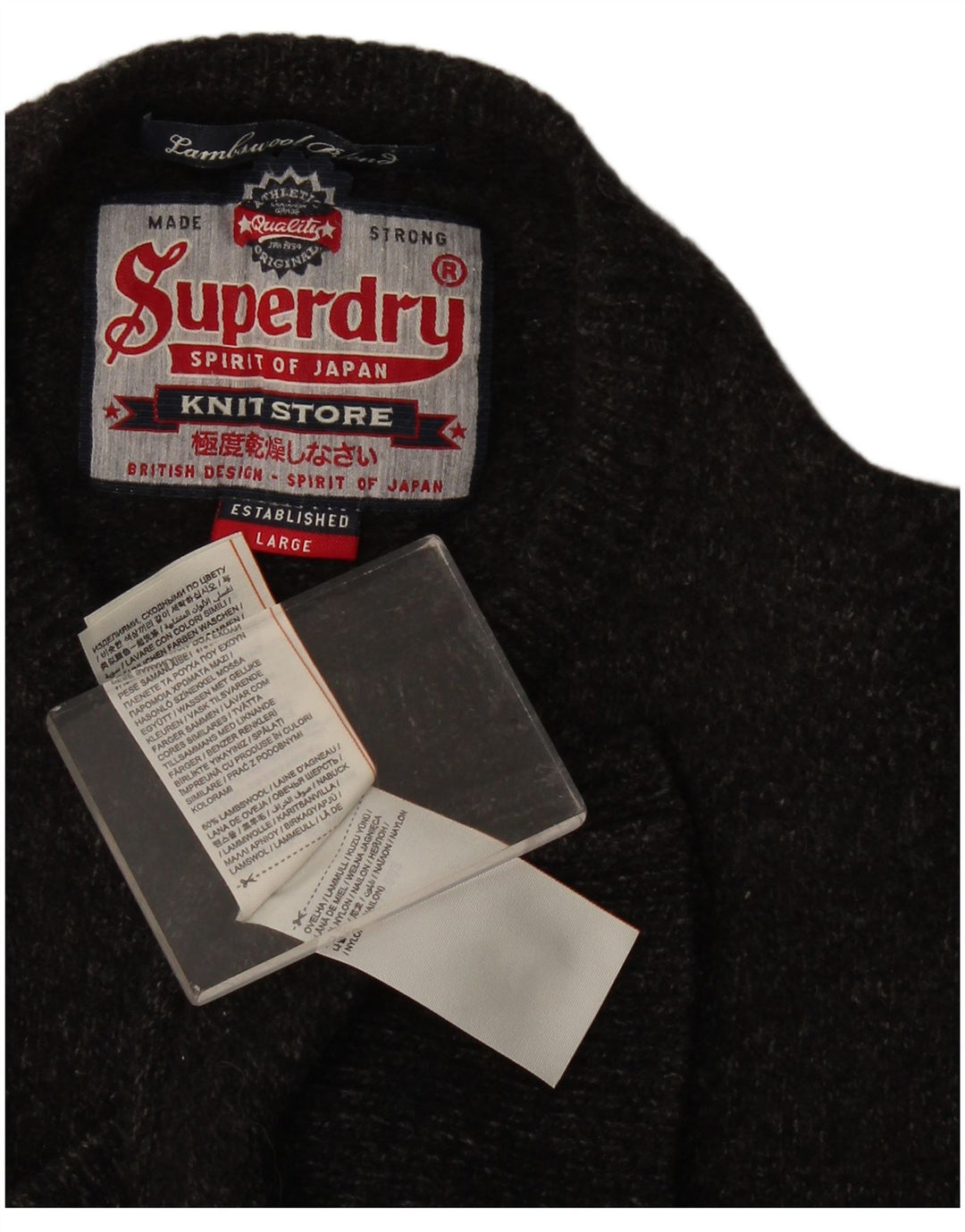 Superdry Herre sweater med rund hals, stor grå lammeuld
