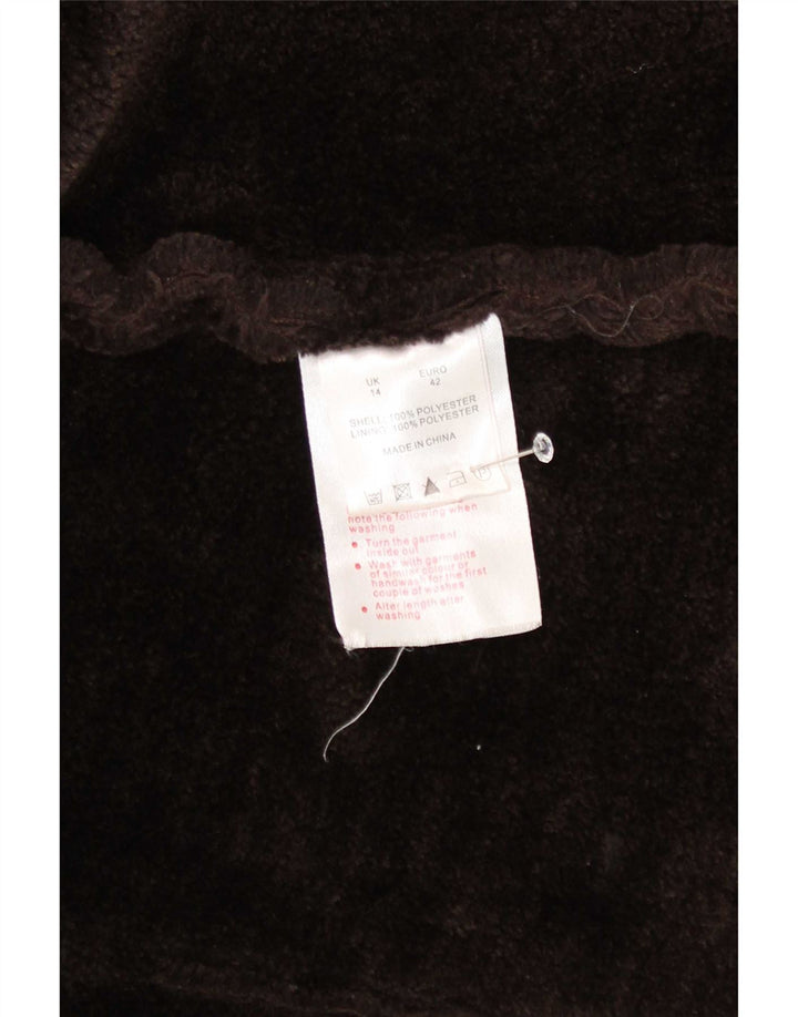 Dash ženska šerpa jakna s 2 gumba UK 14 Large Brown Polyester