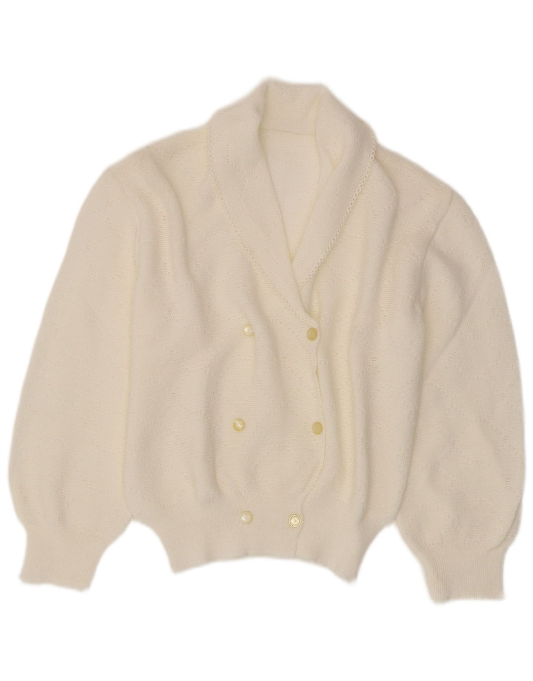 Vintage Womens Cardigan Sweater UK 12 Medium White