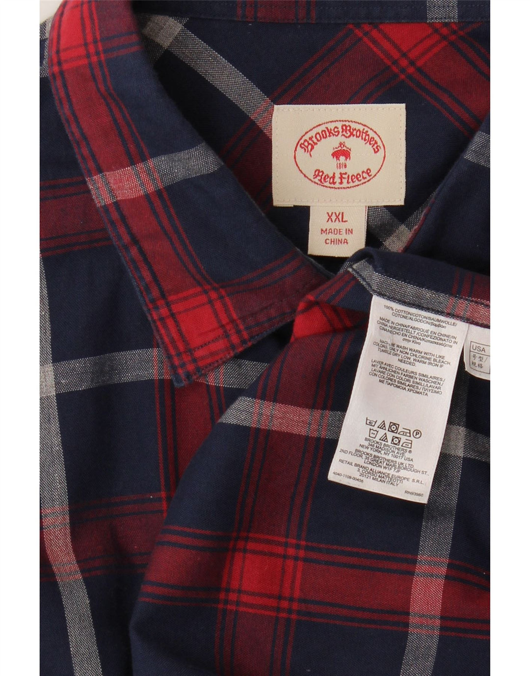 Brooks Brothers Mens Shirt 2XL Navy Blue Check Cotton