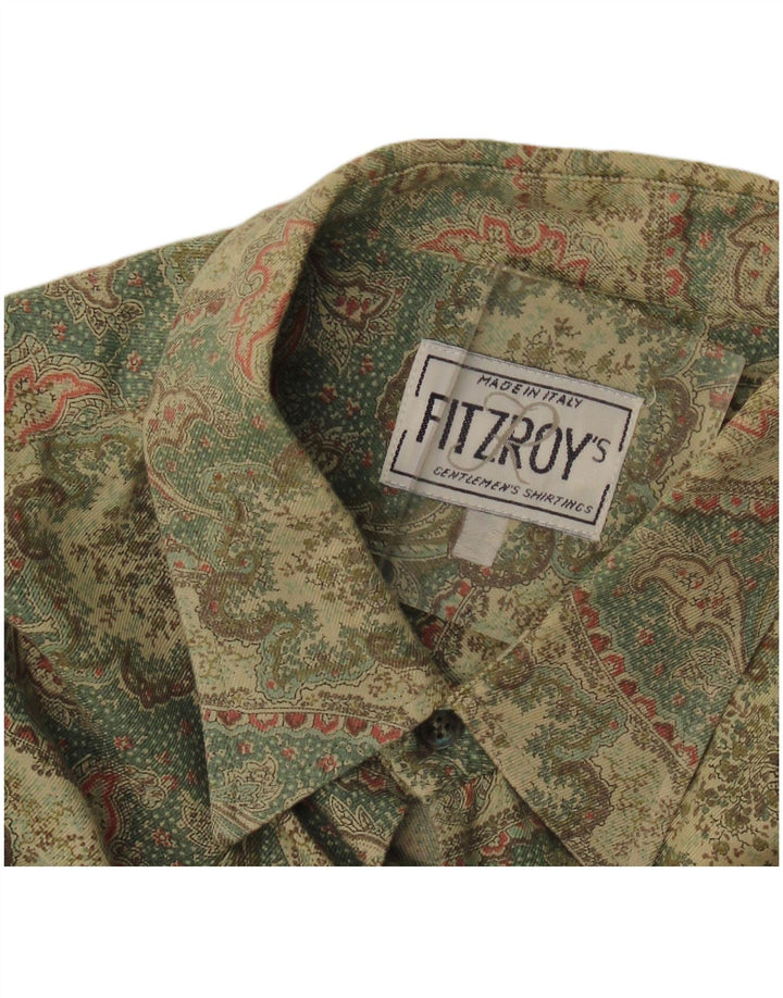 Vintage Mens Flannel Shirt Large Khaki Paisley