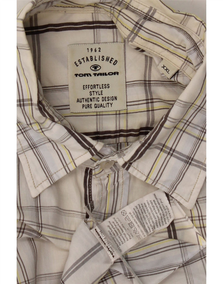 TOM TAILOR Mens Short Sleeve Shirt 2XL White Check Cotton Vintage Tom Tailor and Second-Hand Tom Tailor from Messina Hembry 