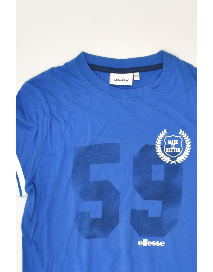 ELLESSE Boys Graphic T-Shirt Top 11-12 Years Blue Cotton | Vintage Ellesse | Thrift | Second-Hand Ellesse | Used Clothing | Messina Hembry 