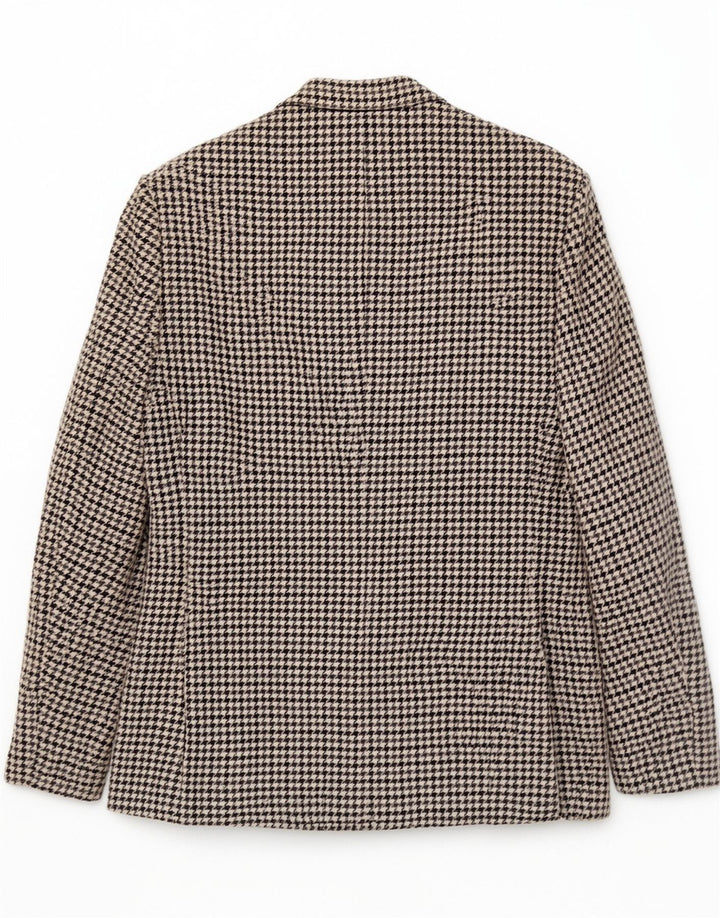 Vintage blazerjakke til mænd med 2 knapper UK 36 Small Grey Houndstooth Wool