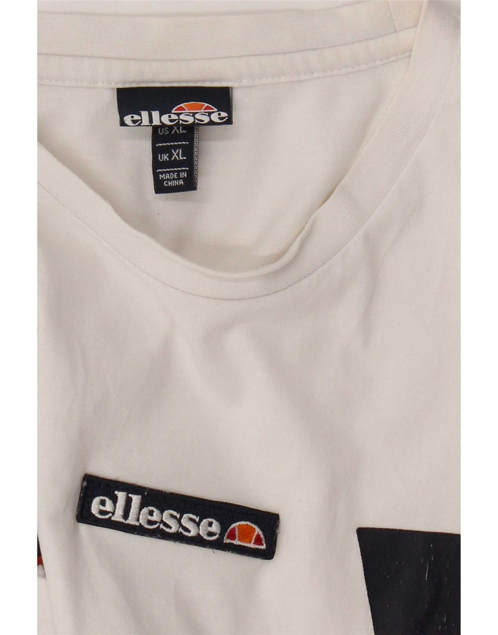 Ellesse T-Shirt Graphique Homme Top XL Blanc Colourblock