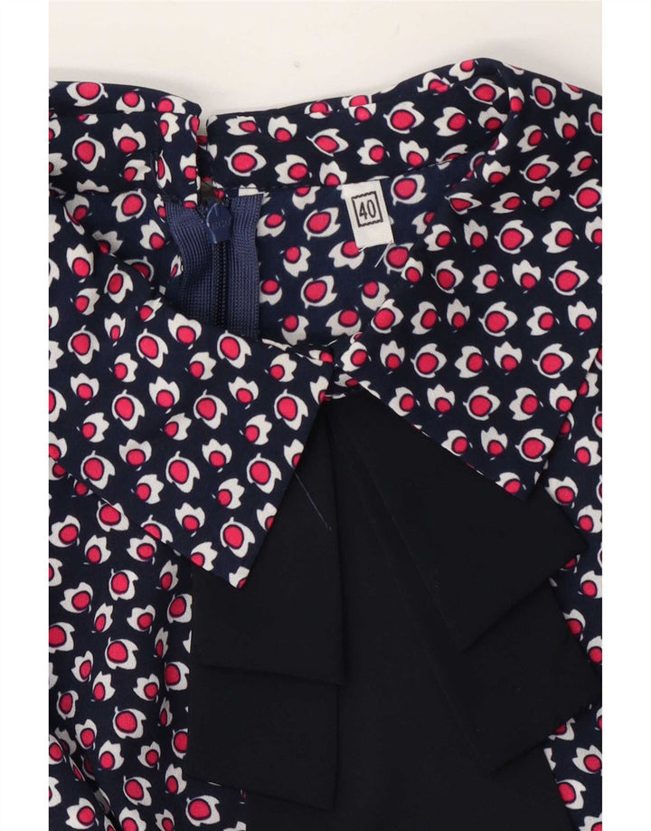Vintage Womens Abstract Pattern Blouse Top IT 40 Small Navy Blue