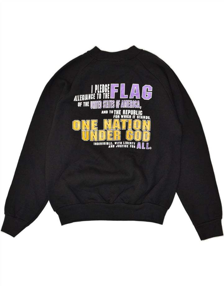 VINTAGE Mens Graphic Sweatshirt Jumper Medium Black Cotton Vintage Vintage and Second-Hand Vintage from Messina Hembry 