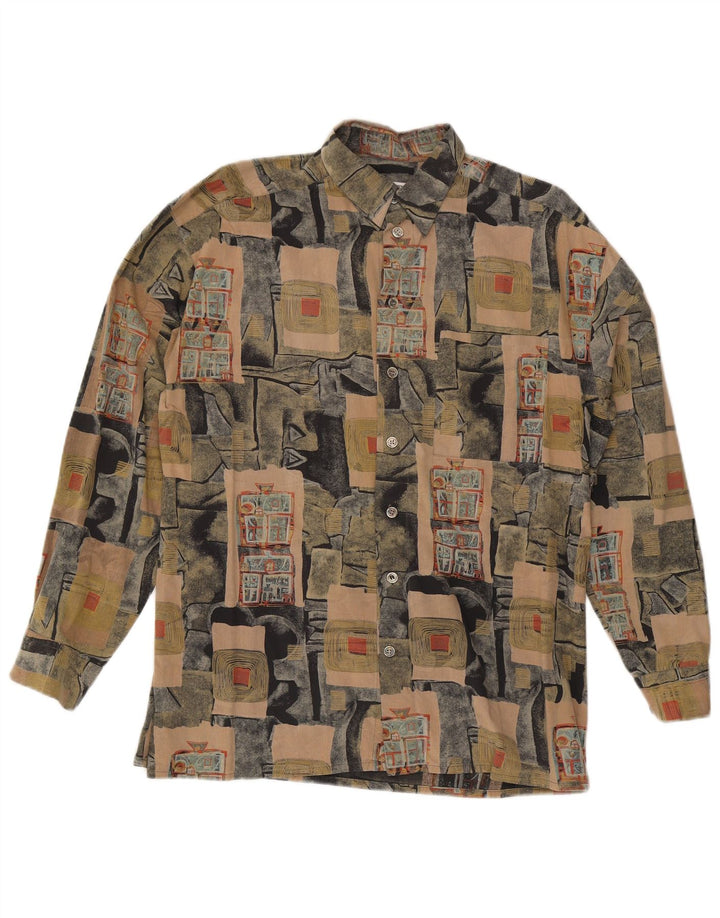 Camisa vintage para hombre grande algodón patchwork multicolor