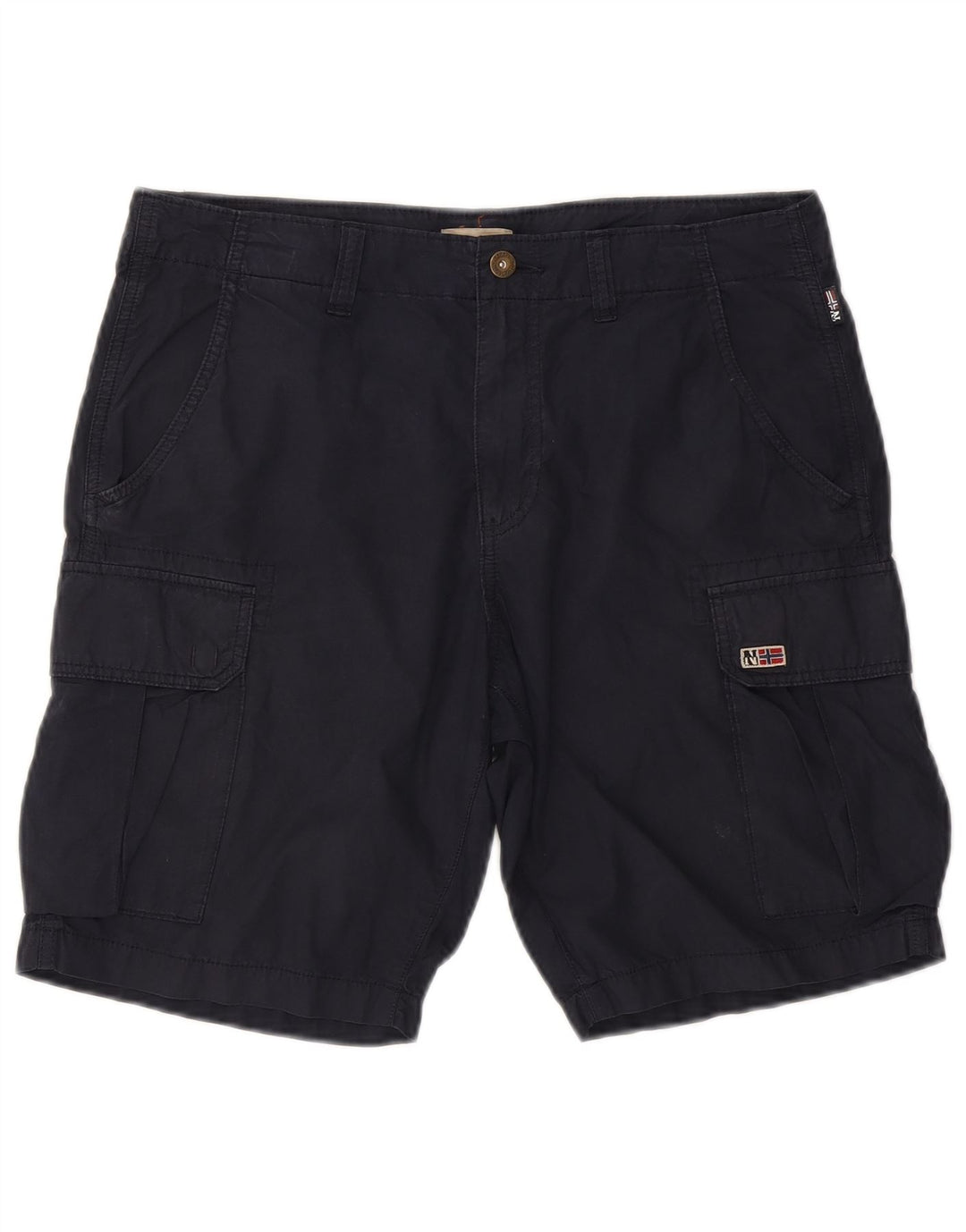 Napapijri Mens Cargo Shorts W33 Medium Navy Blue Cotton