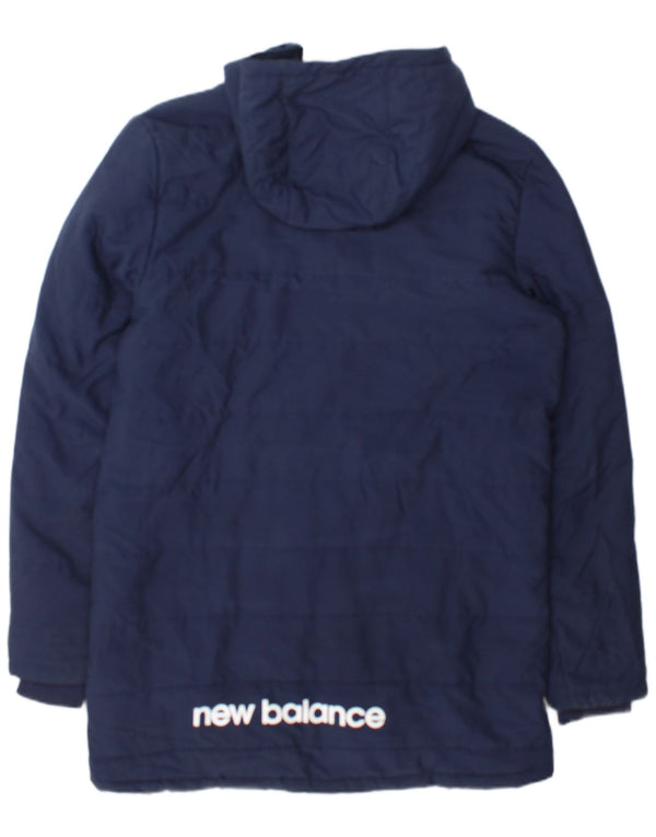 New Balance Mens Graphic Hooded Padded Jacket UK 38 Medium Navy Blue