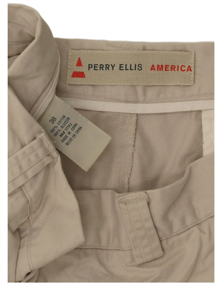 Perry Ellis Mens Cargo Shorts W38 XL Beige Cotton