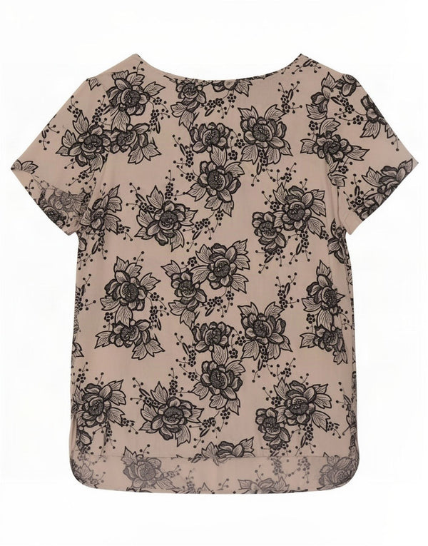 Blusa feminina Marks & Spencer UK 14 grande viscose floral branca