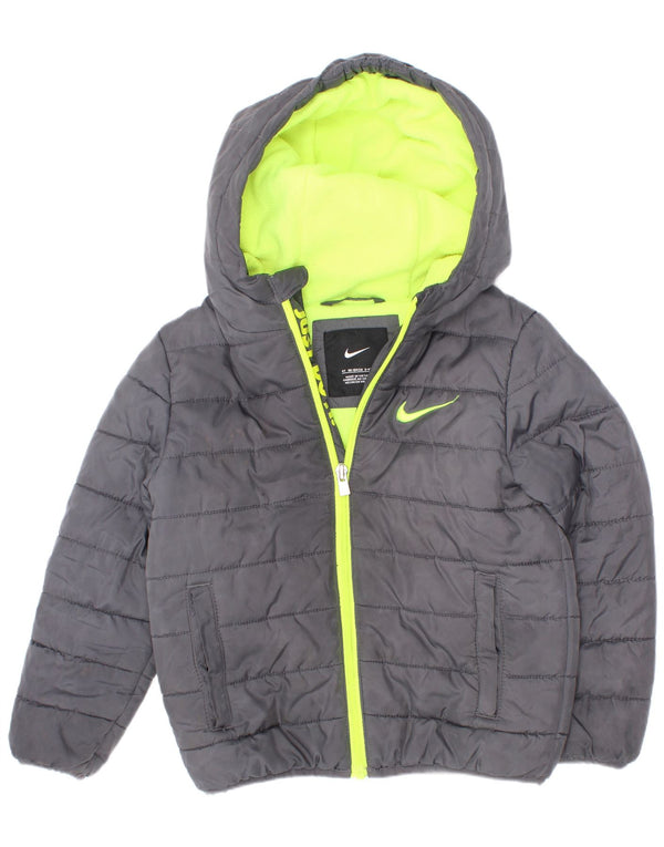 Μπουφάν Nike Boys με κουκούλα με επένδυση 3-4 ετών σε γκρι πολυεστέρα