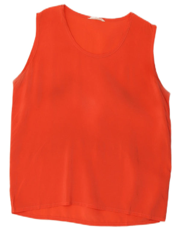 Vintage Womens Blouse Top UK 10 Small Orange Silk