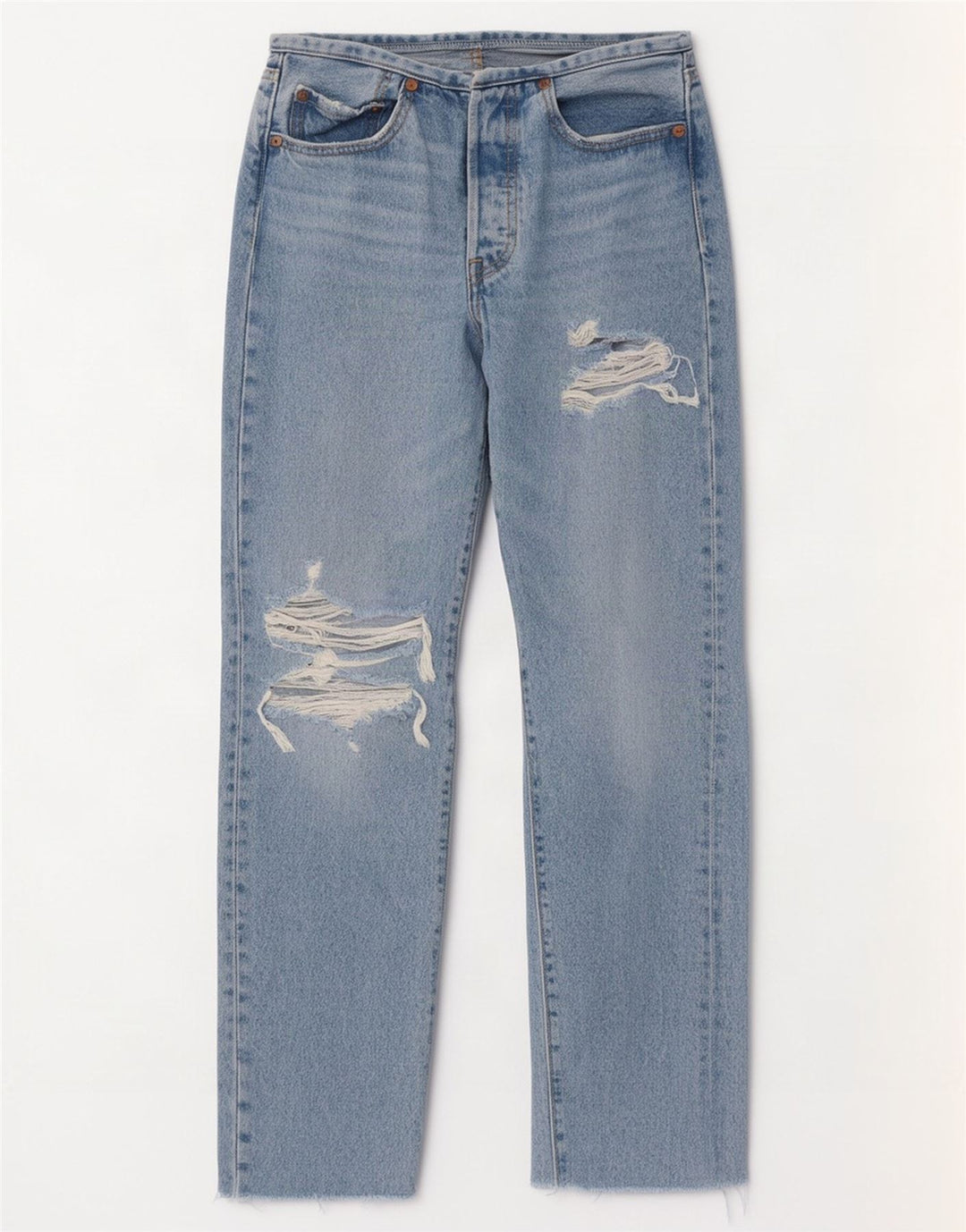 Levi's Womens Distressed Straight Jeans W26 L30 Blue Cotton