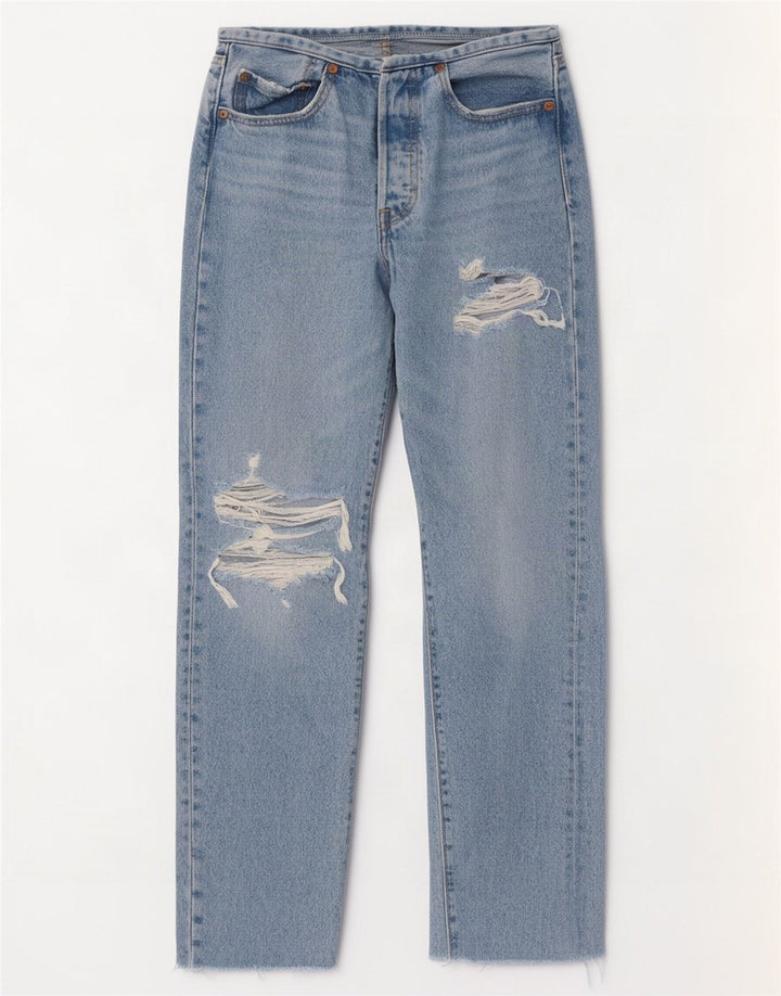 Levi's Womens Distressed Straight Jeans W26 L30 Blue Cotton