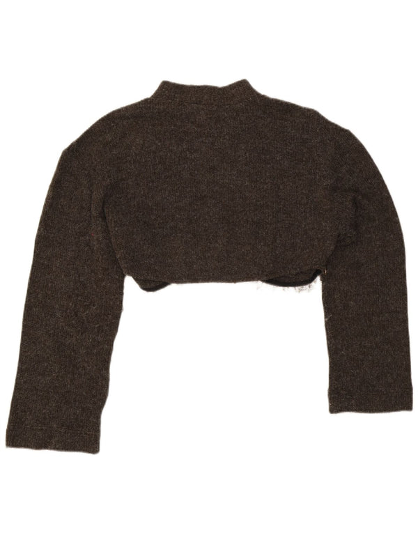 Zara Womens Crop Crew Neck Jumper Sweater UK 16 Large Grå Akryl