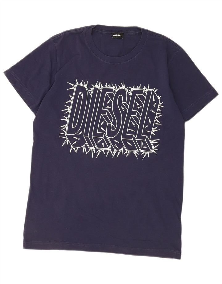 Diesel T-Shirt Graphique Homme Petit Bleu Marine Coton
