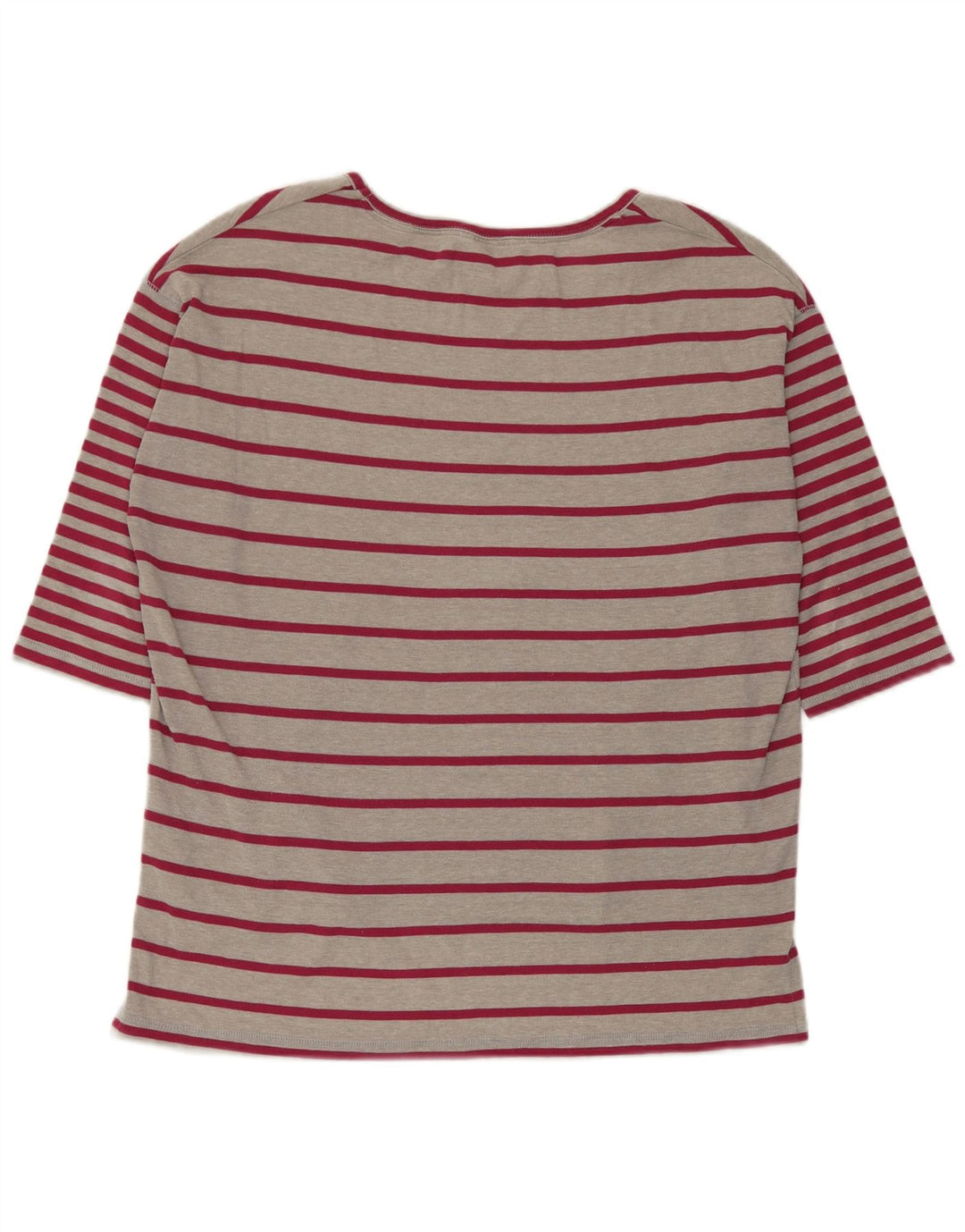 Marks & Spencer Womens T-Shirt Top UK 14 Large Grey Striped Polyester