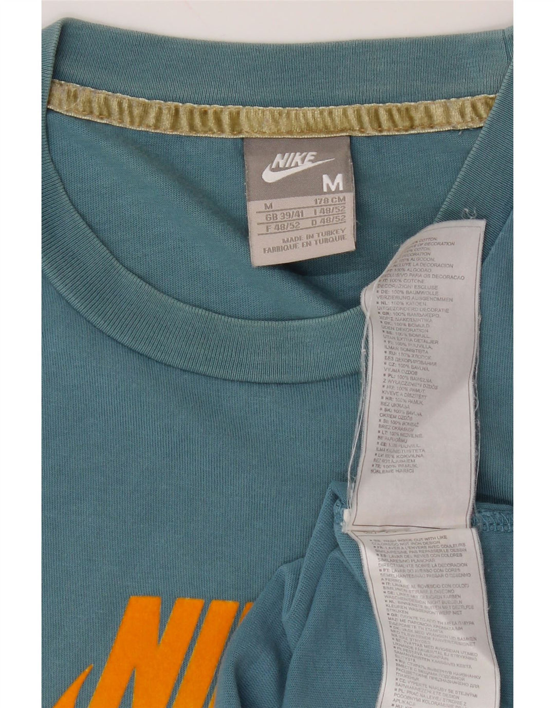 Nike Mens Graphic T-Shirt Top UK 39/41 Medium Blue Cotton