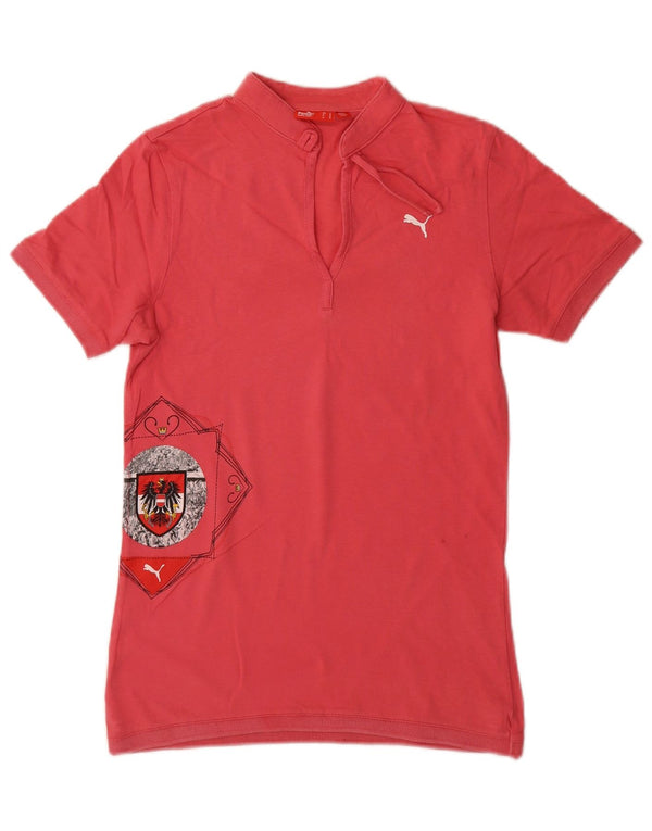 Puma Damen Grafik T-Shirt Top UK 10 Small Rot Baumwolle