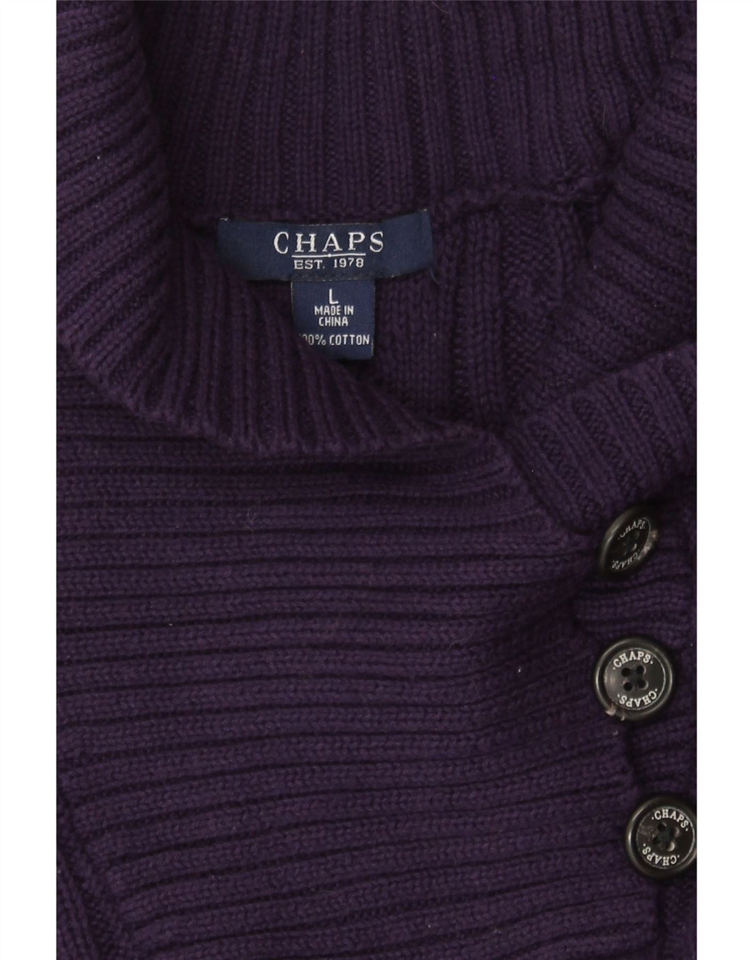 CHAPS Womens Shawl Neck Jumper Sweater UK 16 Large Purple Cotton Vintage Chaps and Second-Hand Chaps from Messina Hembry 
