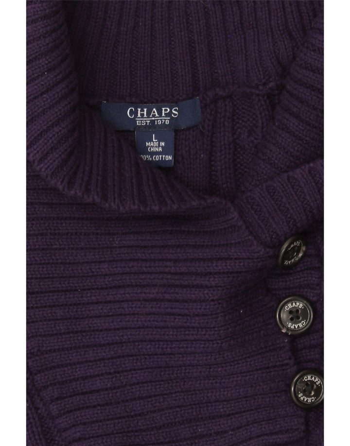 CHAPS Womens Shawl Neck Jumper Sweater UK 16 Large Purple Cotton Vintage Chaps and Second-Hand Chaps from Messina Hembry 