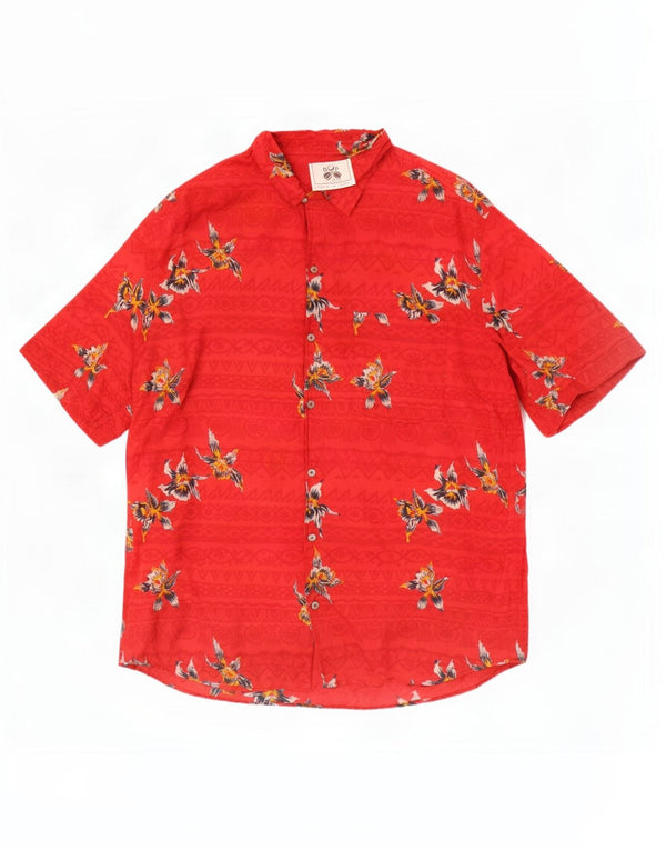 Camicia Uomo Manica Corta De Pietri IT 52 Large Rosso Floreale Cotone